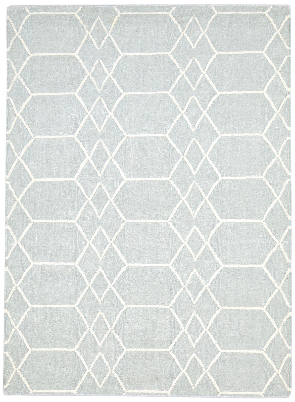 Dhurrie Grey Wool Rug 5' X 7' Modern Moroccan Trellis Room Size Carpet 