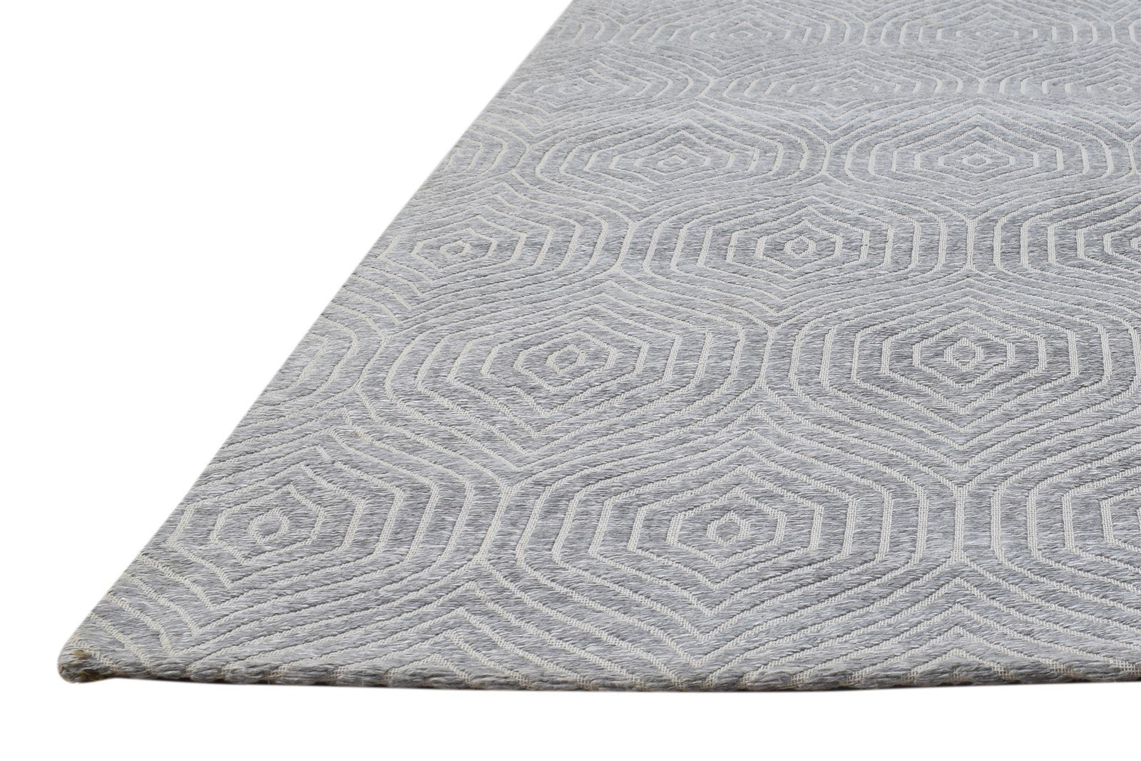 Jacquard Loom Dark Grey Silk Rug 5X8 Modern Scandinavian Honeycomb Room Size 