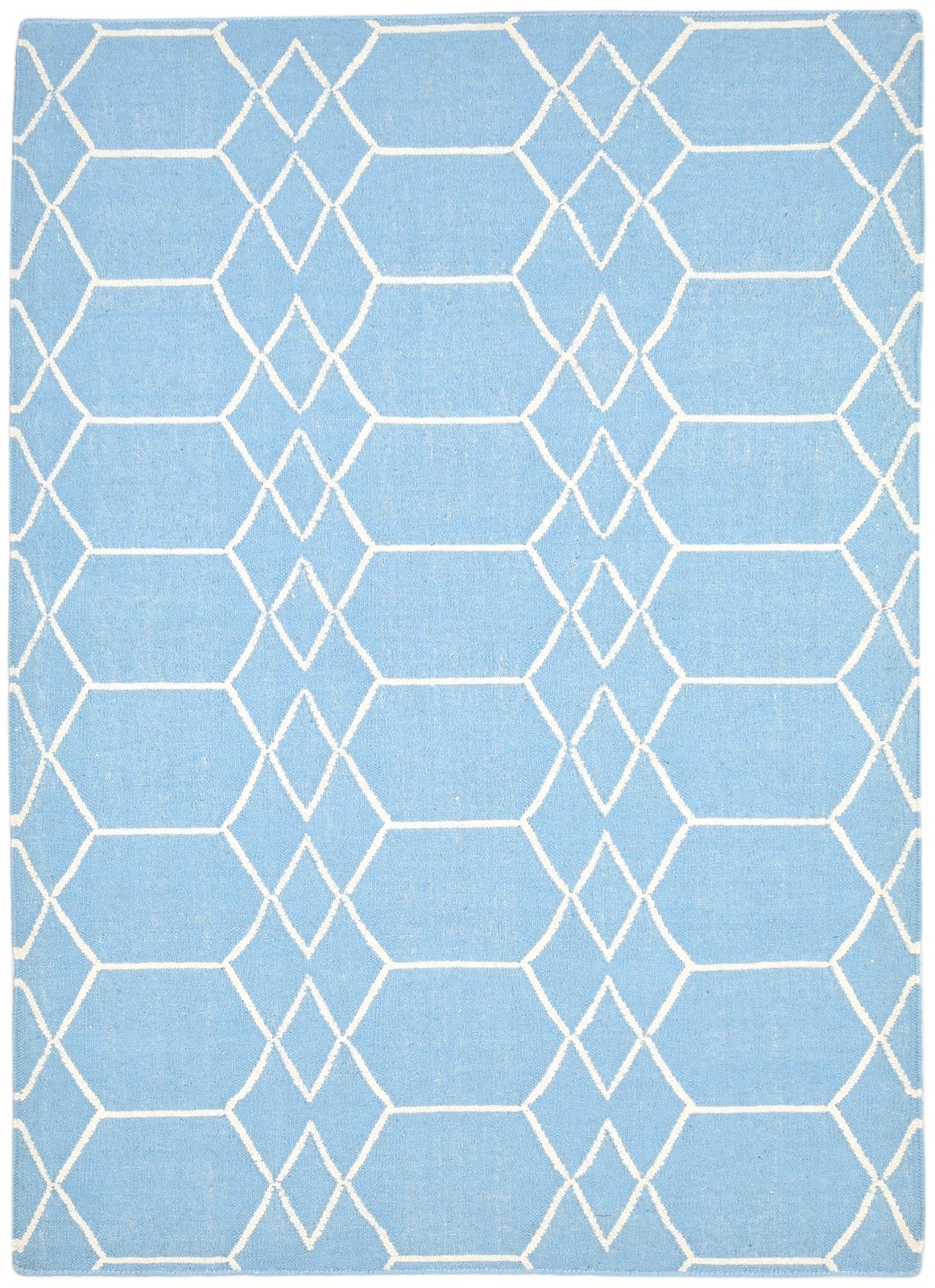 5' X 7' Rug Wool Blue Modern Dhurrie Moroccan Trellis Room Size Carpet 