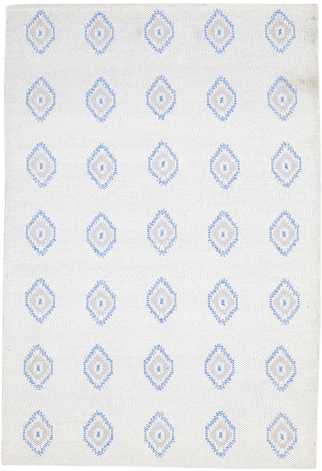 Off-White Wool Rug 5' X 7' Modern Dhurrie Indian Diamond Room Size Carpet 