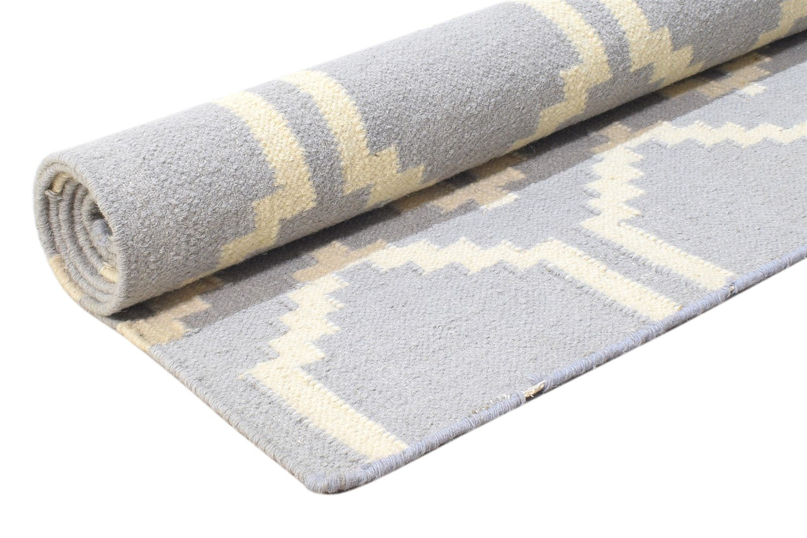 Grey Wool Rug 5' X 7' Modern Dhurrie Moroccan Honeycomb Room Size Carpet 