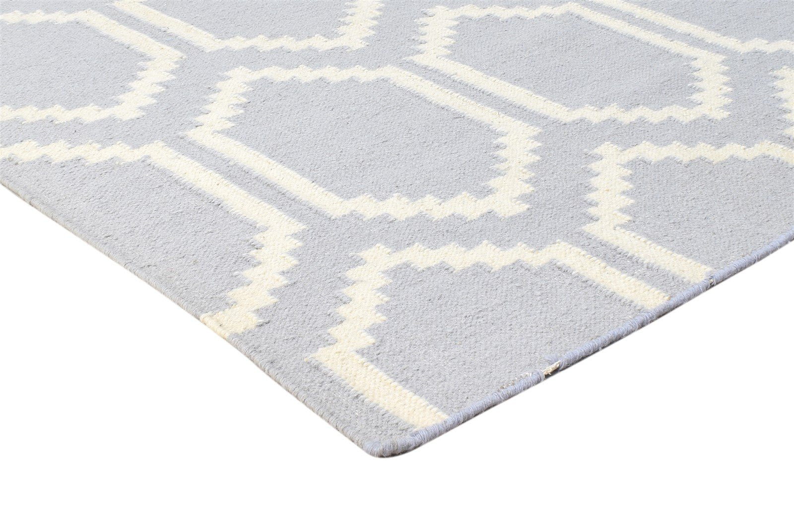 Grey Wool Rug 5' X 7' Modern Dhurrie Moroccan Honeycomb Room Size Carpet 