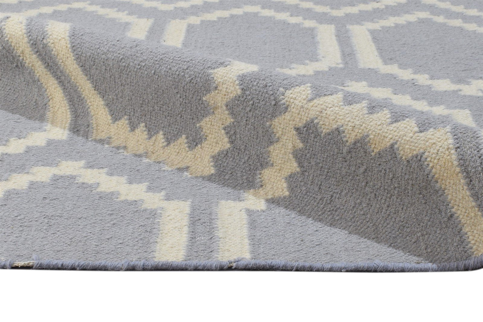 Grey Wool Rug 5' X 7' Modern Dhurrie Moroccan Honeycomb Room Size Carpet 