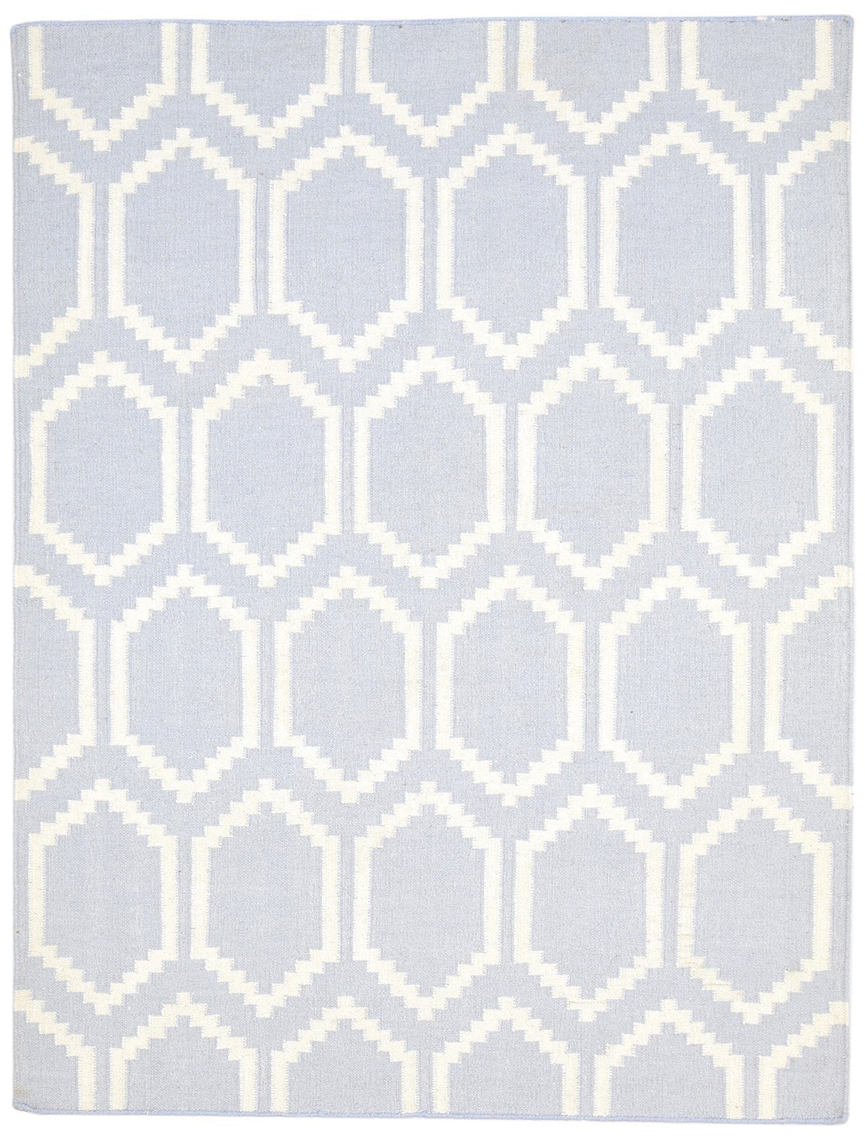 Grey Wool Rug 5' X 7' Modern Dhurrie Moroccan Honeycomb Room Size Carpet 