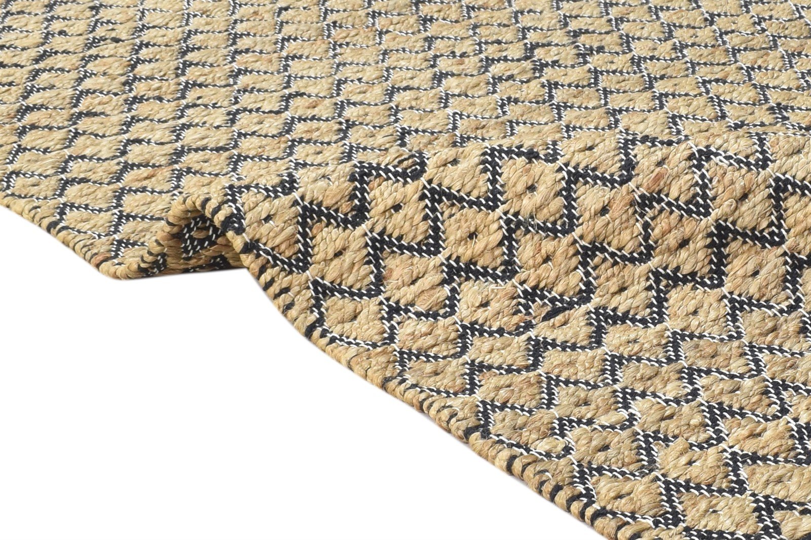 Dhurrie Brown Jute Rug 5' X 8' Modern Scandinavian Diamond Room Size Carpet 