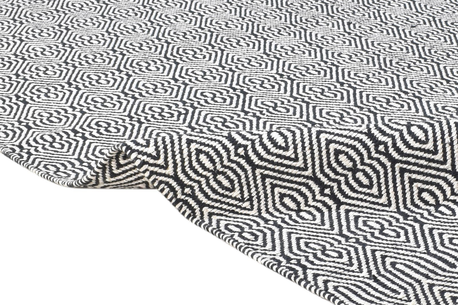 Silk Dark Grey Rug 4X7 Modern Dhurrie Scandinavian Geometric Room Size Carpet 