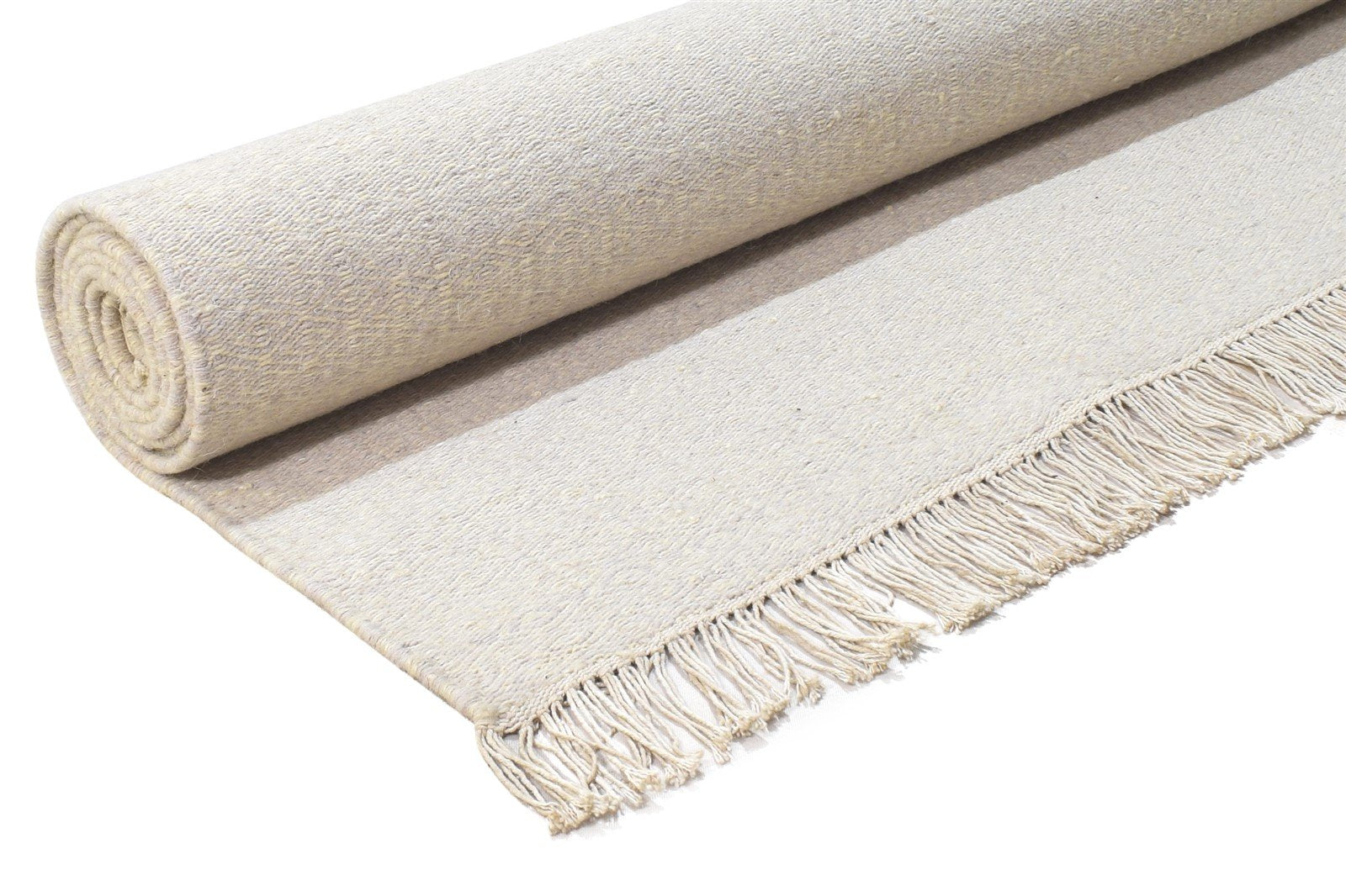 5' X 8' Rug Wool Off-White Modern Dhurrie Scandinavian Solid Room Size Carpet 