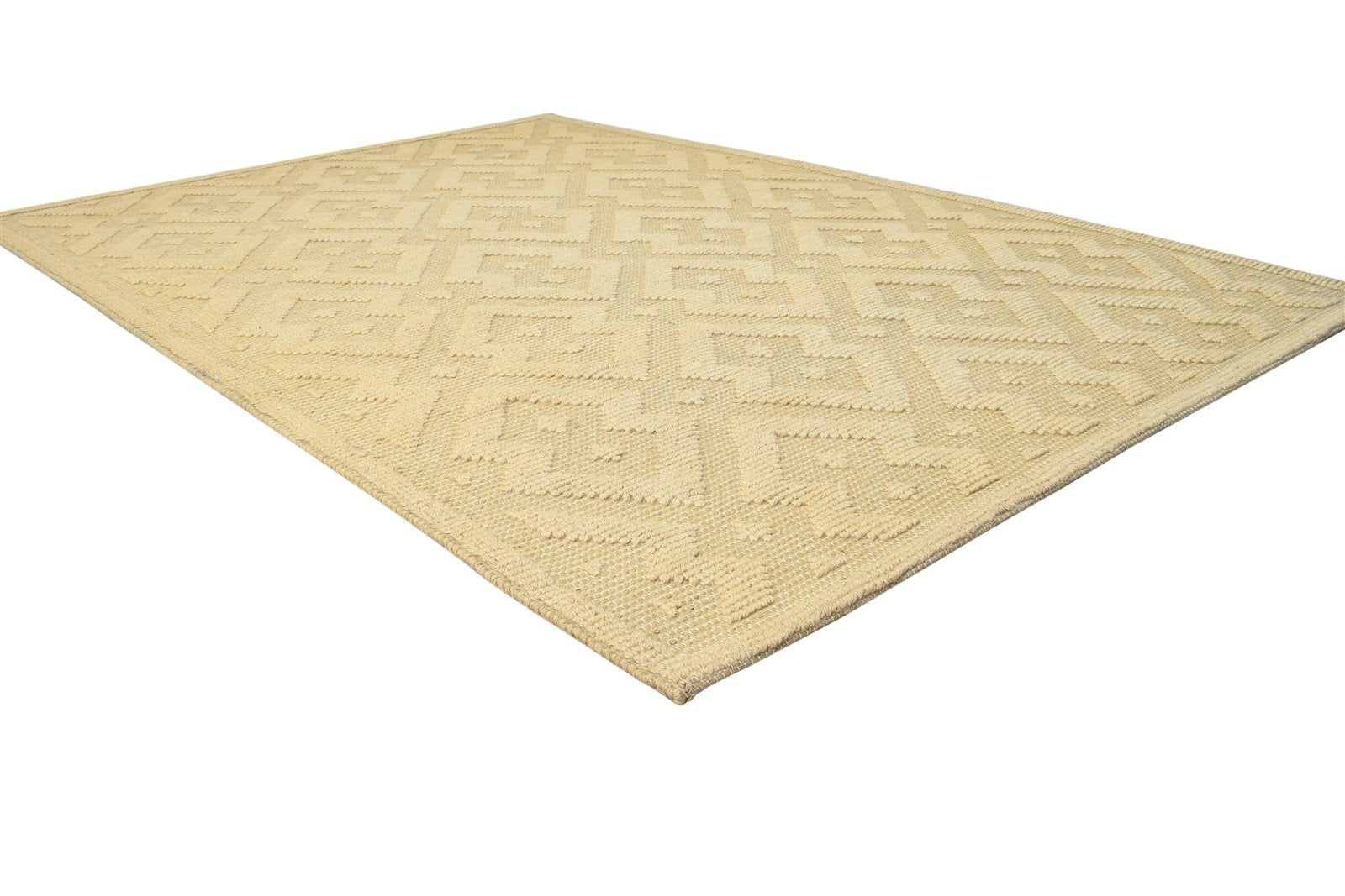 Jute Yellow Rug 5' X 8' Modern Dhurrie Scandinavian Geometric Room Size Carpet 