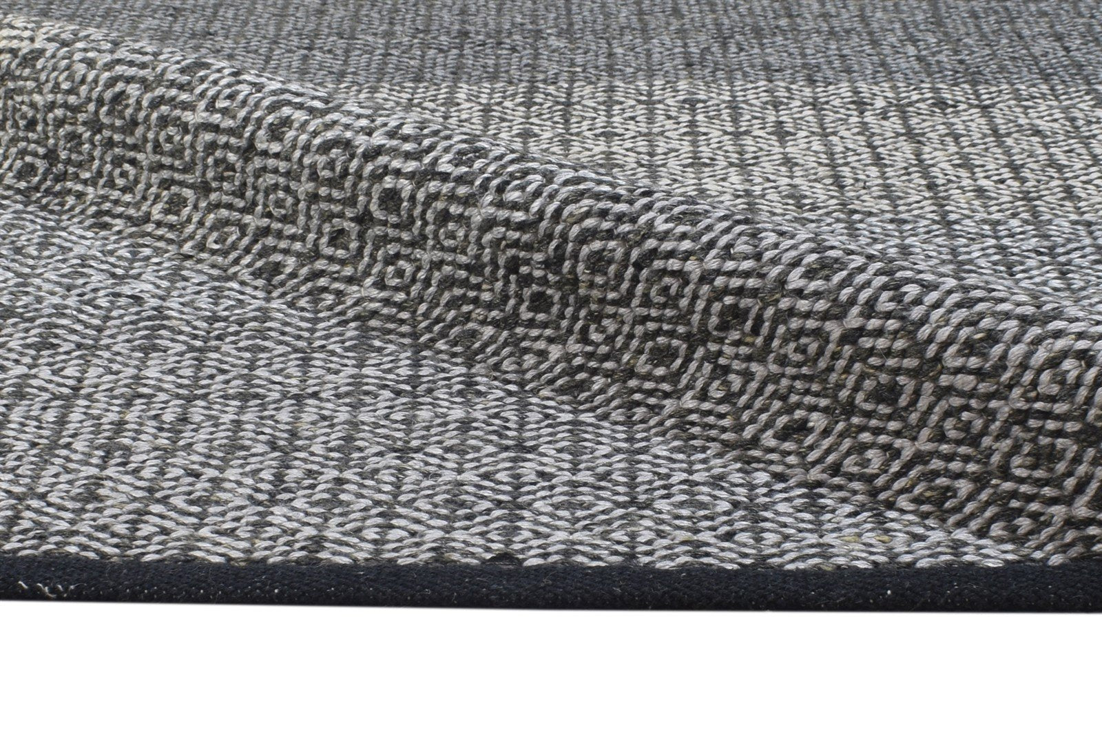 5' X 8' Rug Wool Dark Grey Modern Dhurrie Scandinavian Diamond Room Size Carpet 