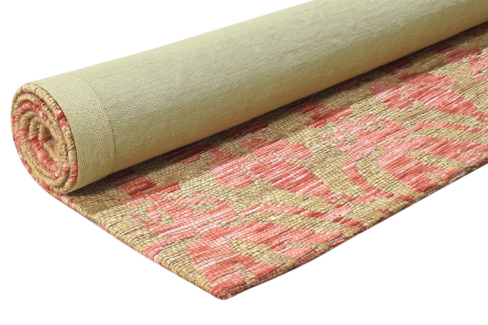 Jacquard Loom Pink Jute / Silk Rug 4X6 Modern French Damask Room Size Carpet 