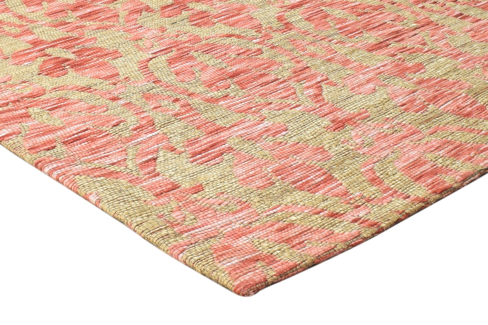 Jacquard Loom Pink Jute / Silk Rug 4X6 Modern French Damask Room Size Carpet 