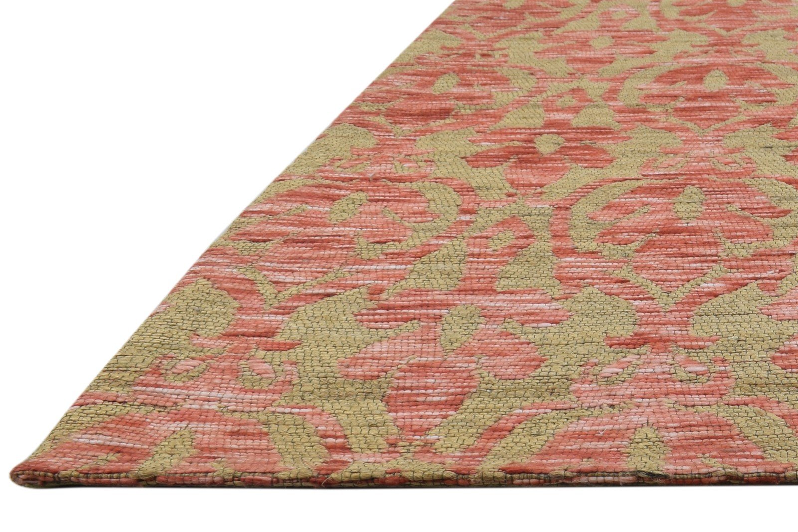 Jacquard Loom Pink Jute / Silk Rug 4X6 Modern French Damask Room Size Carpet 