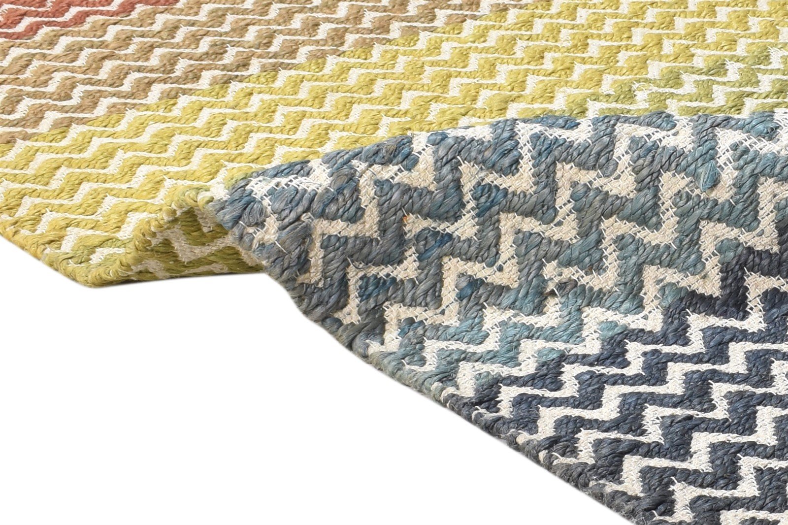 Jute Multi Color Rug 5' X 8' Modern Dhurrie Bohemian Chevron Room Size Carpet 