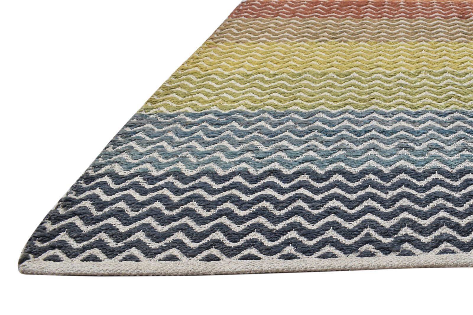 Jute Multi Color Rug 5' X 8' Modern Dhurrie Bohemian Chevron Room Size Carpet 