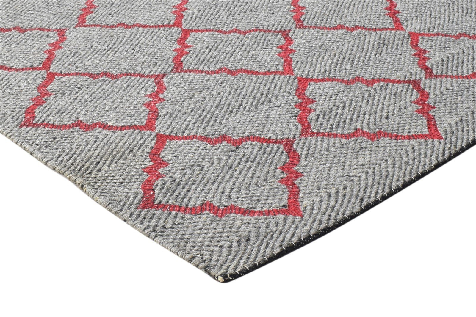 Dhurrie Pink Wool Rug 5' X 7' Modern Moroccan Trellis Room Size Carpet 