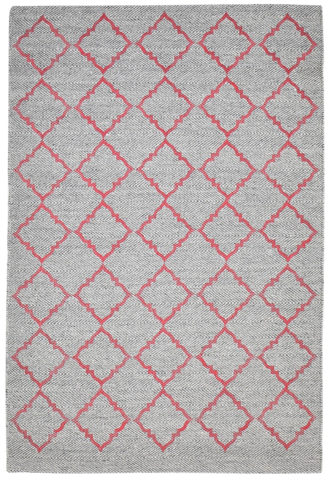 Dhurrie Pink Wool Rug 5' X 7' Modern Moroccan Trellis Room Size Carpet 