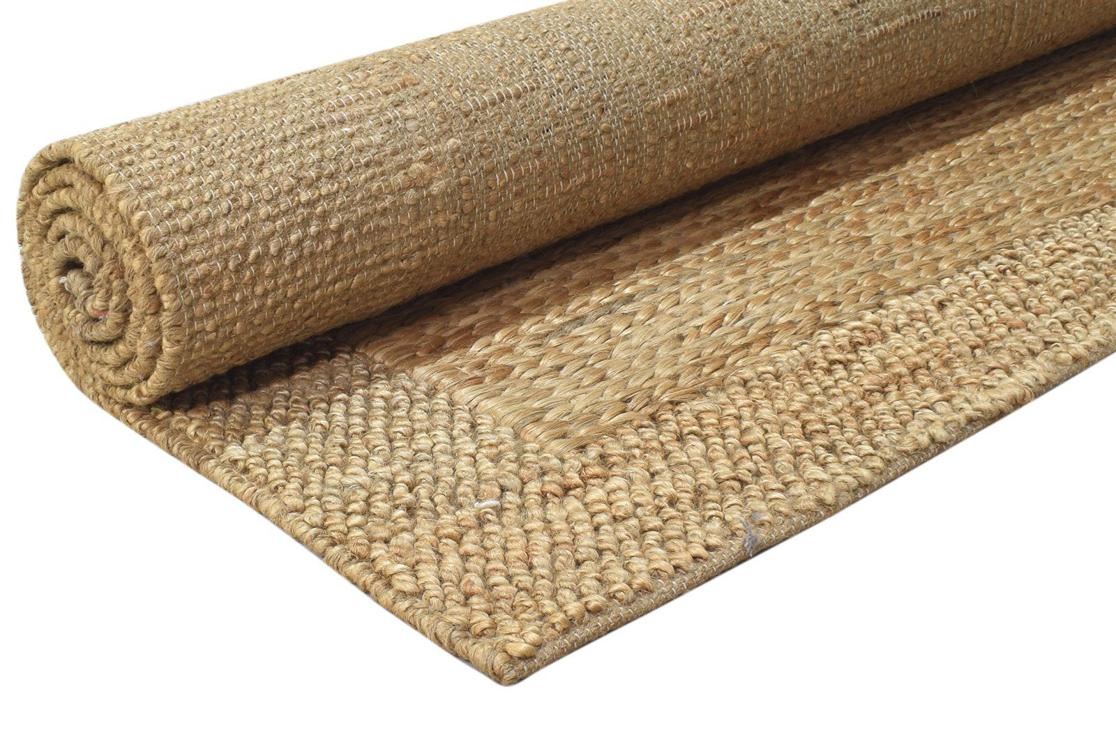 Braided Brown Jute Rug 5' X 8' Modern Scandinavian Bordered Room Size Carpet 