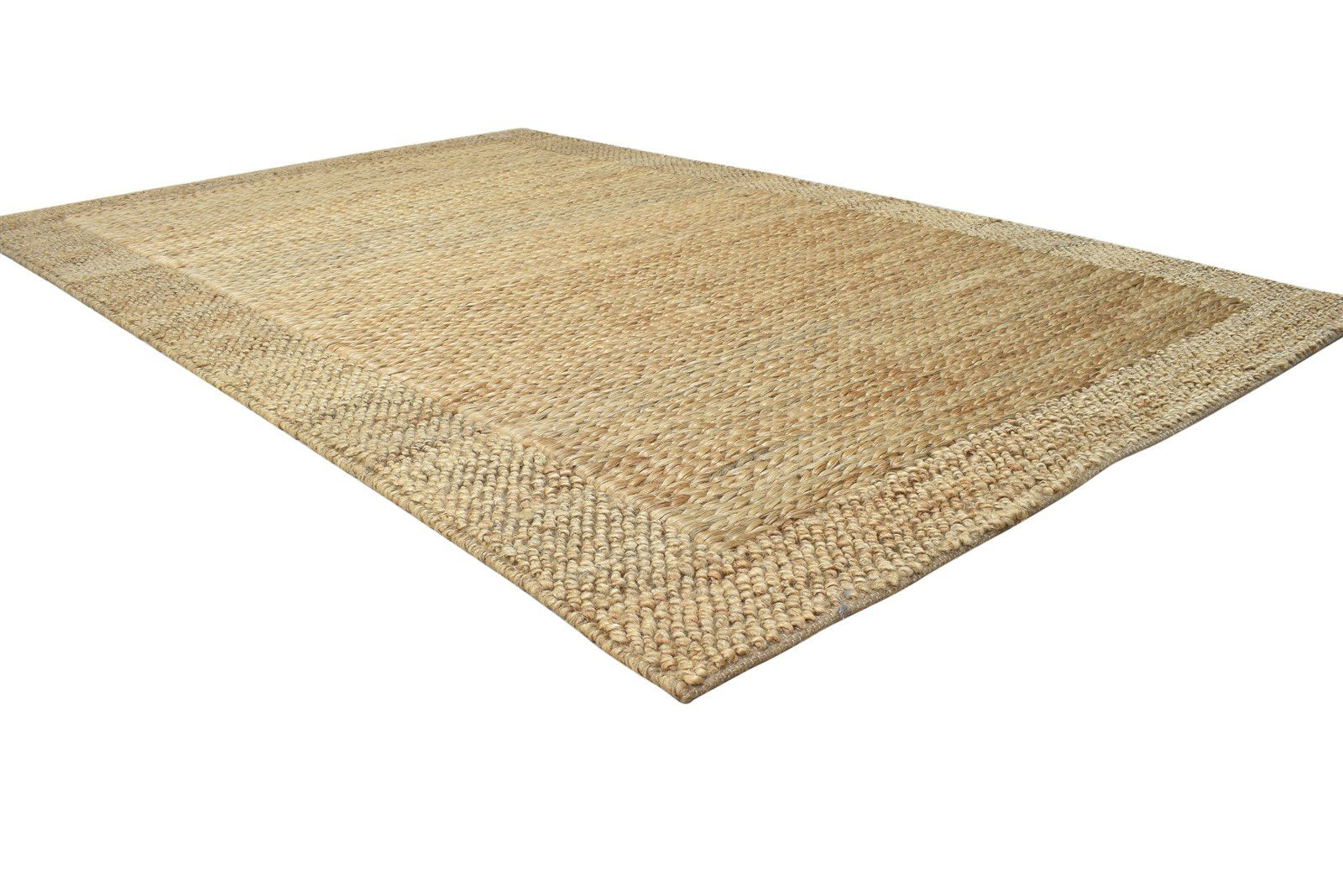 Braided Brown Jute Rug 5' X 8' Modern Scandinavian Bordered Room Size Carpet 