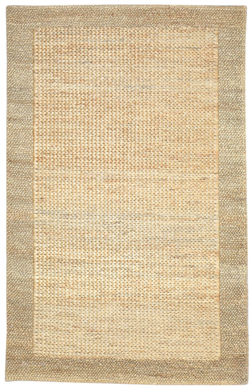 Braided Brown Jute Rug 5' X 8' Modern Scandinavian Bordered Room Size Carpet 