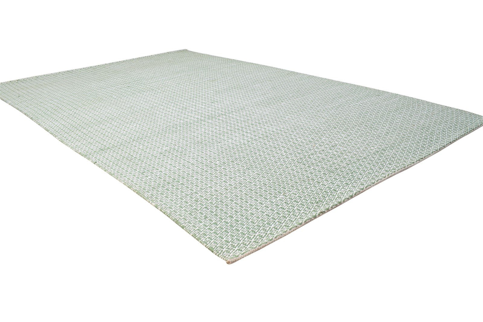 Green Wool Rug 5' X 8' Modern Dhurrie Scandinavian Trellis Room Size Carpet 