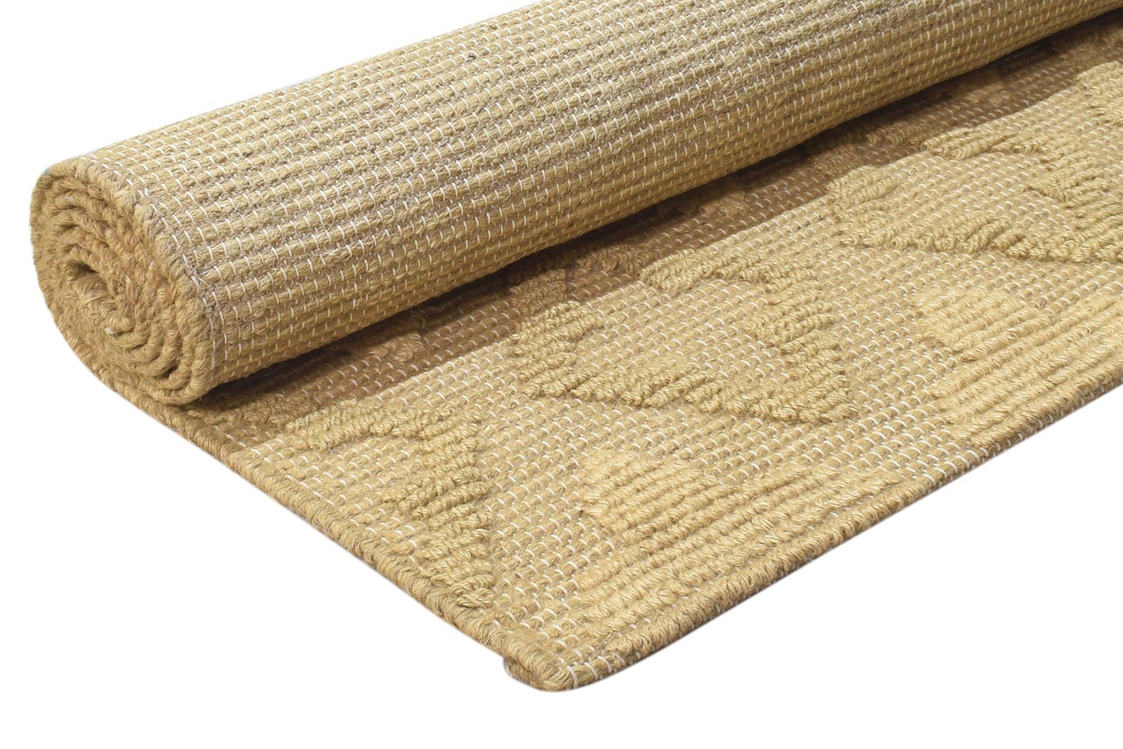 Gold Jute Rug 5' X 7' Modern Dhurrie Scandinavian Damask Room Size Carpet 