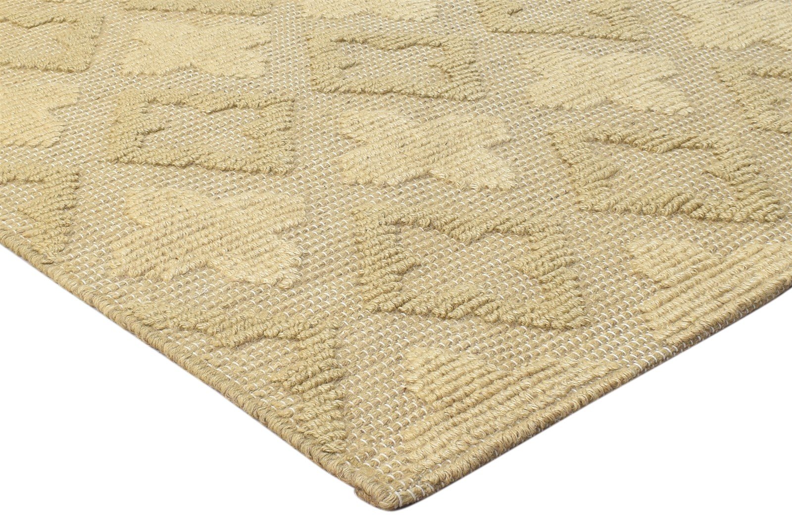 Gold Jute Rug 5' X 7' Modern Dhurrie Scandinavian Damask Room Size Carpet 