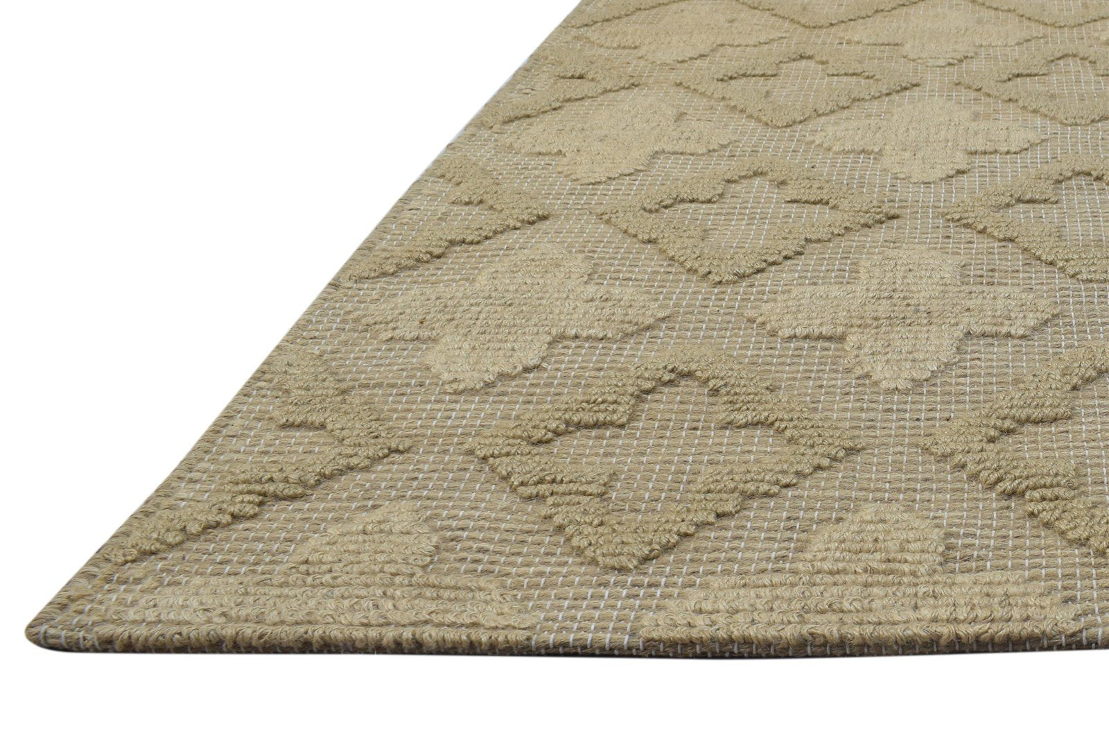 Gold Jute Rug 5' X 7' Modern Dhurrie Scandinavian Damask Room Size Carpet 