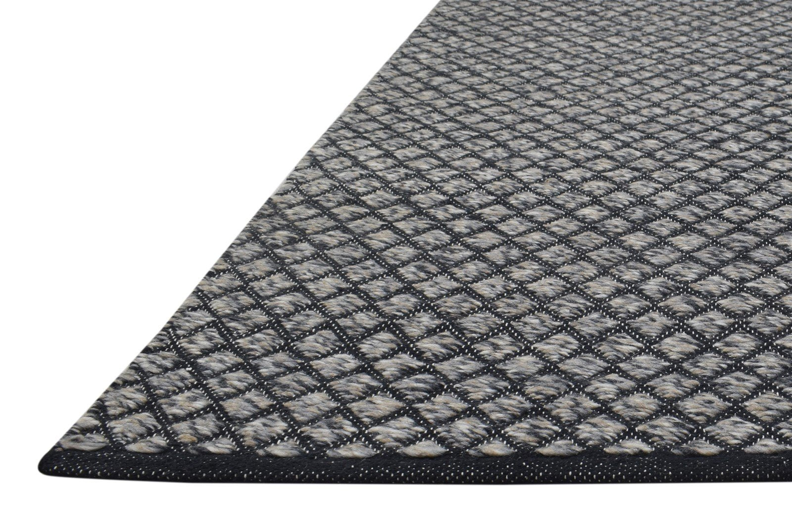 Wool Charcoal Rug 5' X 8' Modern Dhurrie Scandinavian Diamond Room Size Carpet 