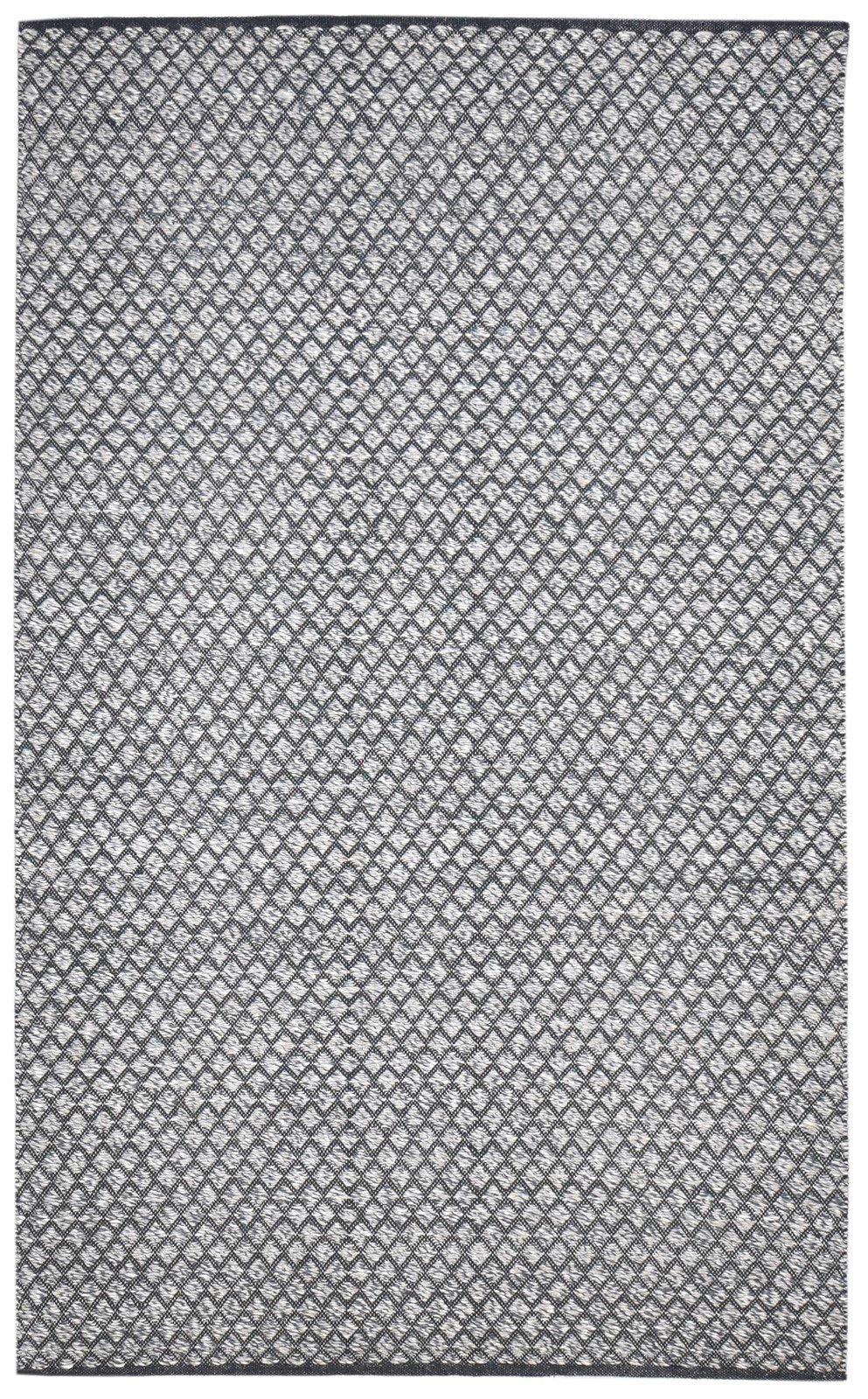 Wool Charcoal Rug 5' X 8' Modern Dhurrie Scandinavian Diamond Room Size Carpet 