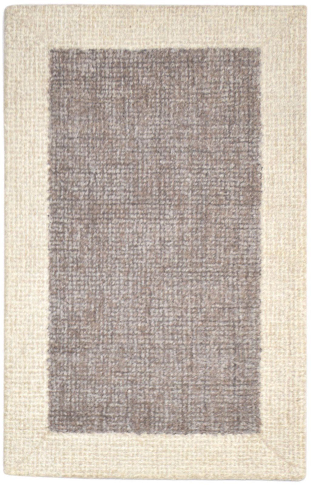 Tufted Brown Rug 3X5 Modern Hand Tufted Scandinavian Bordered Room Size Carpet 