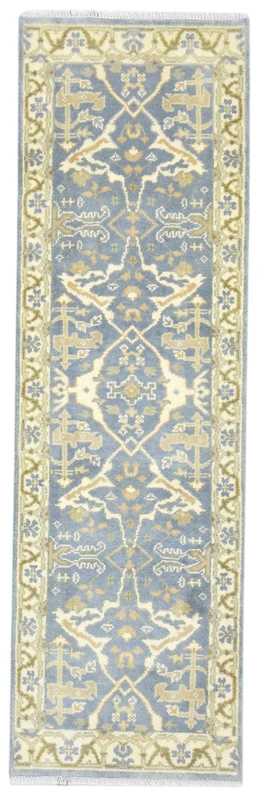 Hand Knotted Blue Wool Rug 2'6 X 8' Persian Oushak Oriental Small Runner 