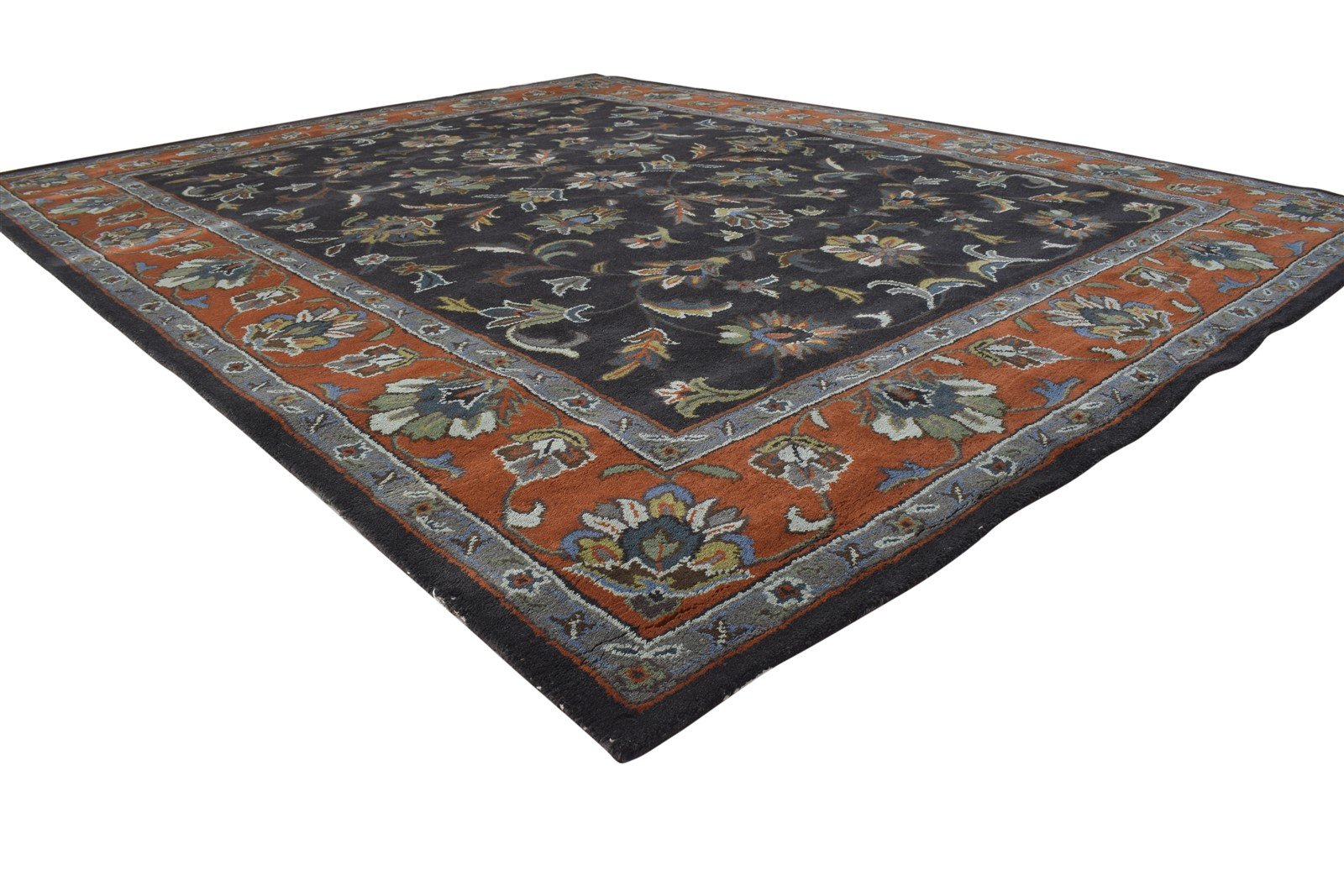 Wool Black Rug 8' X 10' Persian Hand Tufted Oushak Oriental Large Carpet 