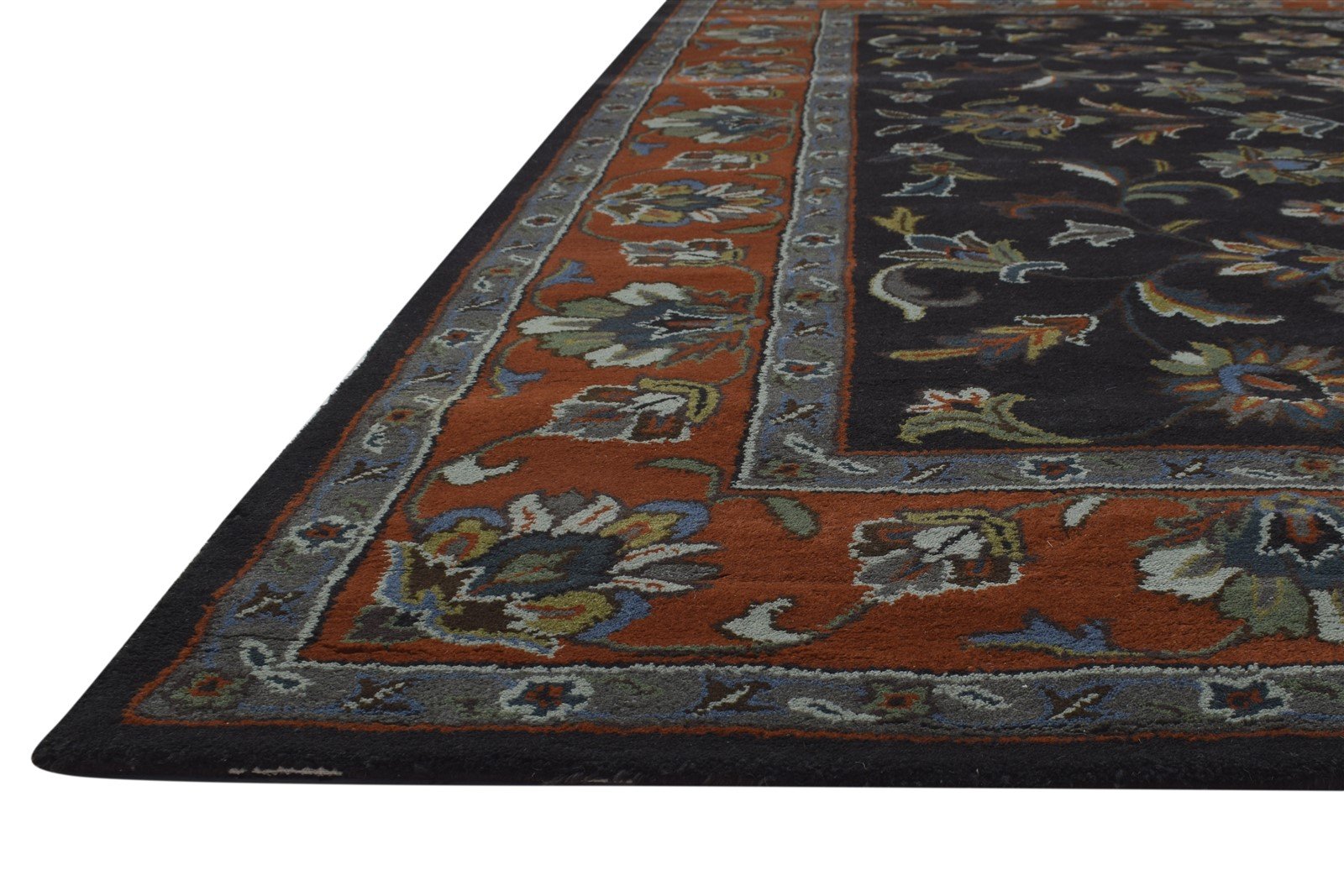 Wool Black Rug 8' X 10' Persian Hand Tufted Oushak Oriental Large Carpet 