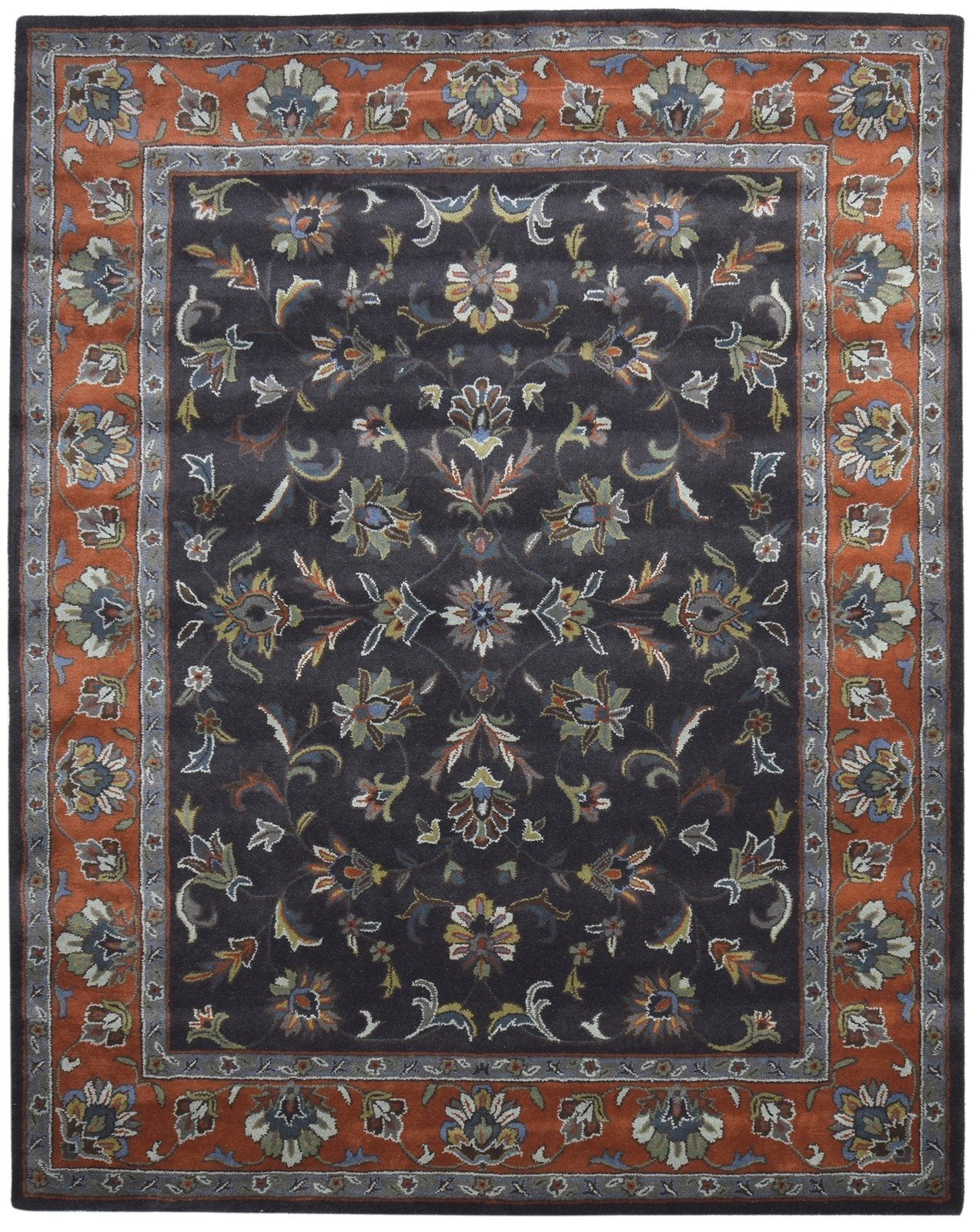 Wool Black Rug 8' X 10' Persian Hand Tufted Oushak Oriental Large Carpet 