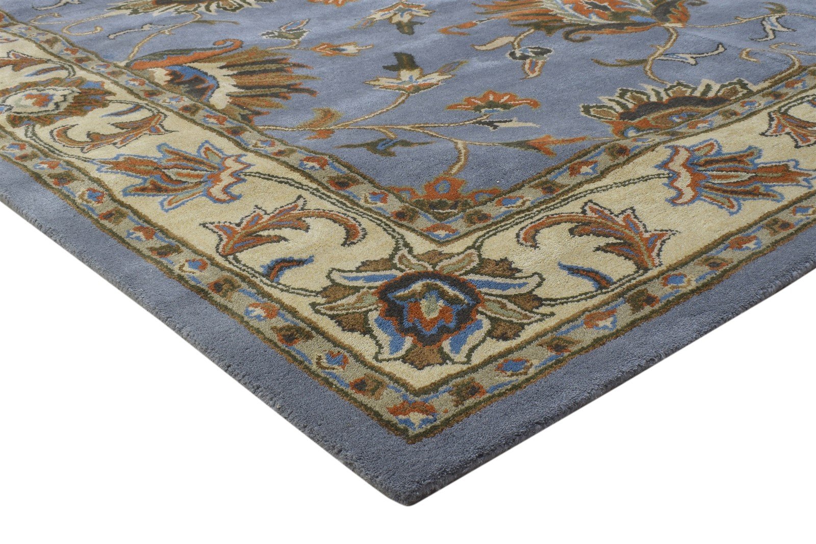 Hand Tufted Blue Wool Rug 8' X 10' Persian Oushak Oriental Large Carpet 