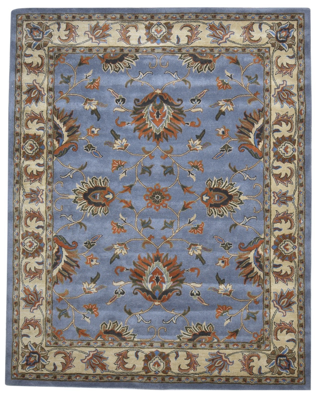 Hand Tufted Blue Wool Rug 8' X 10' Persian Oushak Oriental Large Carpet 