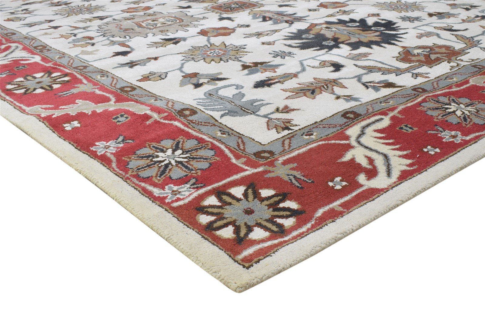 Ivory Wool Rug 8' X 10' Persian Hand Tufted Oushak Oriental Large Carpet 