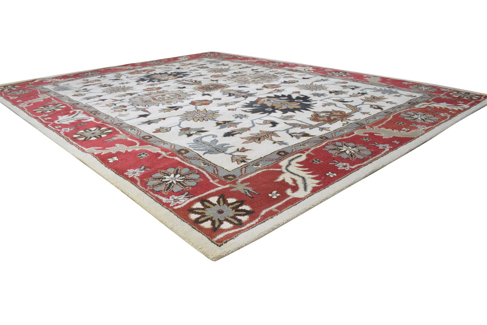 Ivory Wool Rug 8' X 10' Persian Hand Tufted Oushak Oriental Large Carpet 