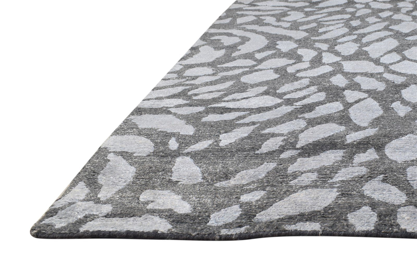 Rayon From Bamboo Charcoal Rug 8X10 Modern Hand Knotted Scandinavian Abstract Large 