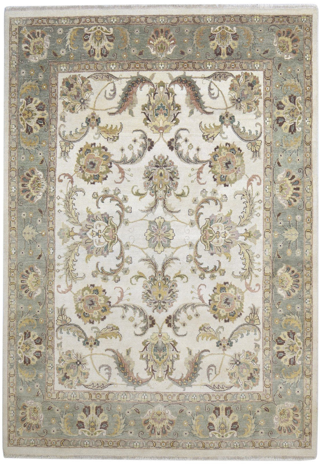 Wool Ivory Rug 8' X 11' Persian Hand Knotted Oushak Oriental Large Carpet 