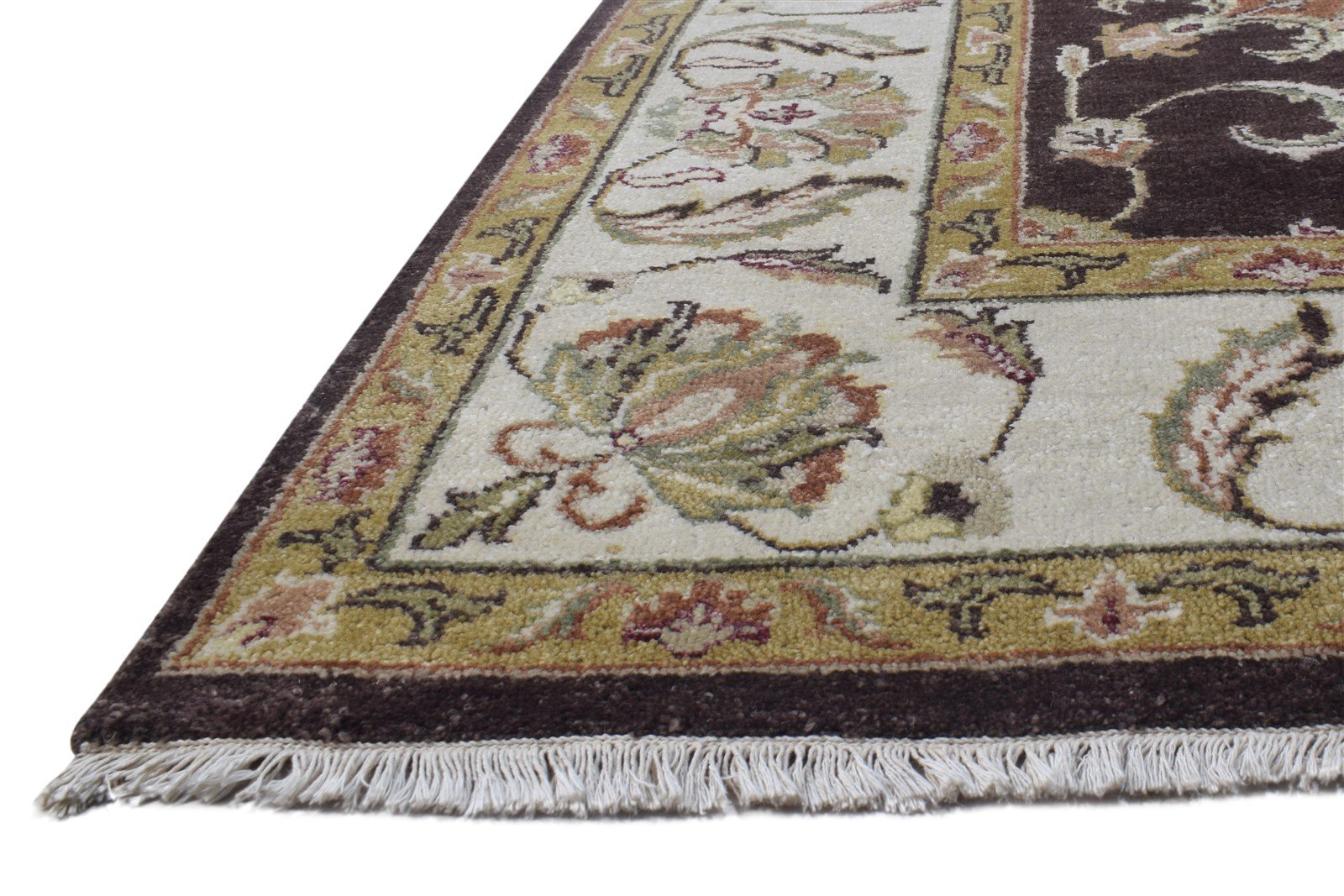 Hand Knotted Brown Wool Rug 8' X 10' Persian Oushak Oriental Large Carpet 