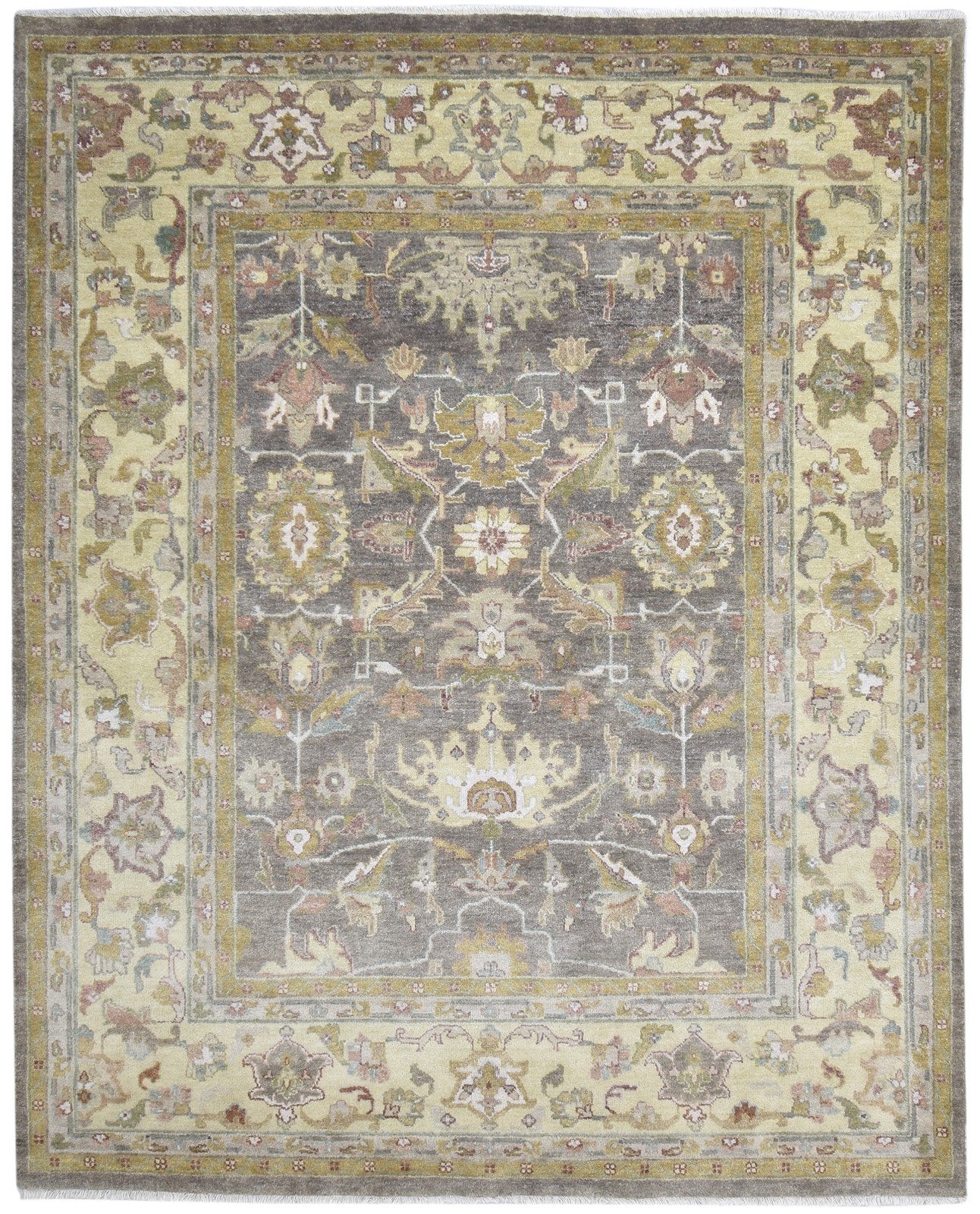 Wool Brown Rug 8' X 10' Persian Hand Knotted Oushak Oriental Large Carpet 