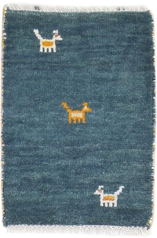 Wool Blue Rug 1' X 2' Tribal Hand Knotted Gabbeh Southwestern Small Carpet 