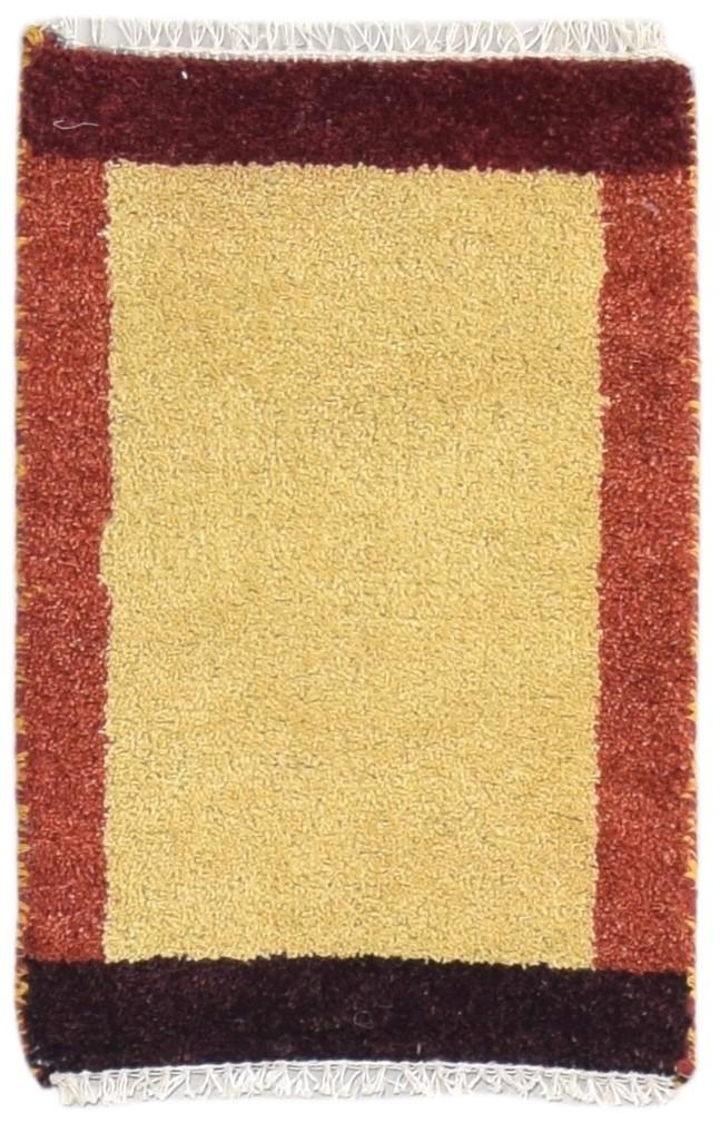 Hand Knotted Gold Wool Rug 1' X 2' Tribal Gabbeh Southwestern Small Carpet 