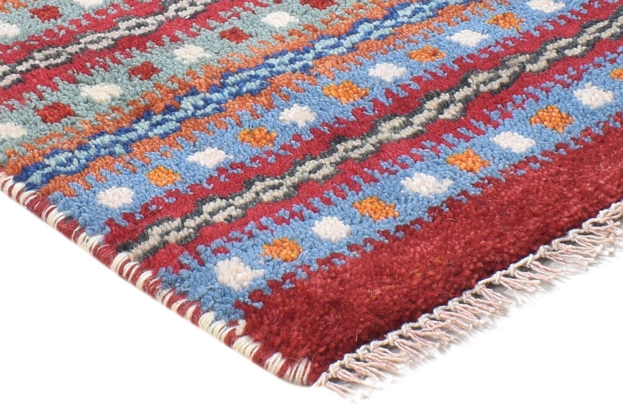 100% Wool Red Rug 1' X 2' Tribal Hand Knotted Gabbeh Southwestern Small Carpet 