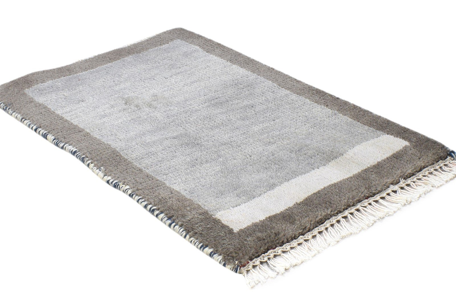 100% Wool Grey Rug 1' X 2' Tribal Hand Knotted Gabbeh Southwestern Small Carpet 