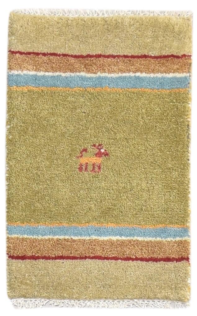 100% Wool Green Rug 1' X 2' Tribal Hand Knotted Gabbeh Southwestern Small Carpet 