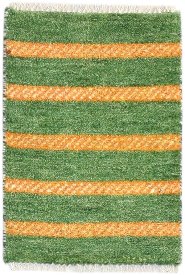 100% Wool Green Rug 1' X 2' Tribal Hand Knotted Gabbeh Southwestern Small Carpet 