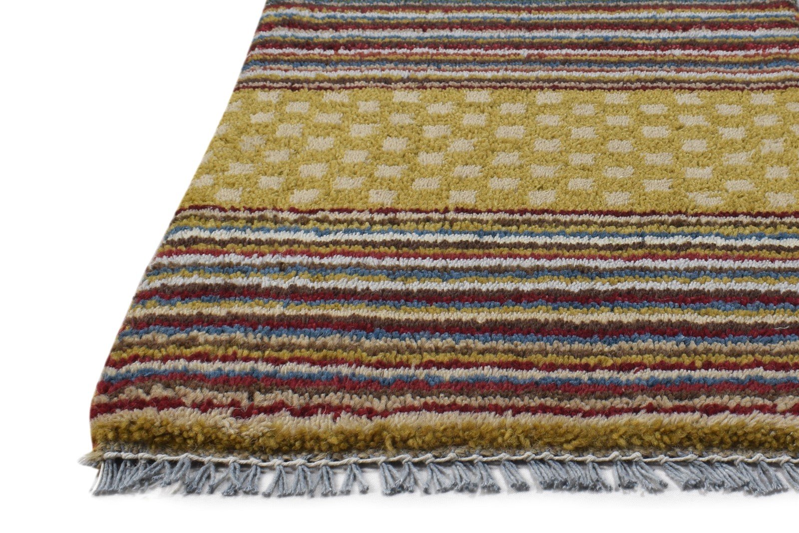 100% Wool Yellow Rug 1X2 Tribal Hand Knotted Gabbeh Southwestern Small Carpet 