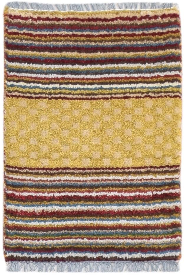 100% Wool Yellow Rug 1X2 Tribal Hand Knotted Gabbeh Southwestern Small Carpet 